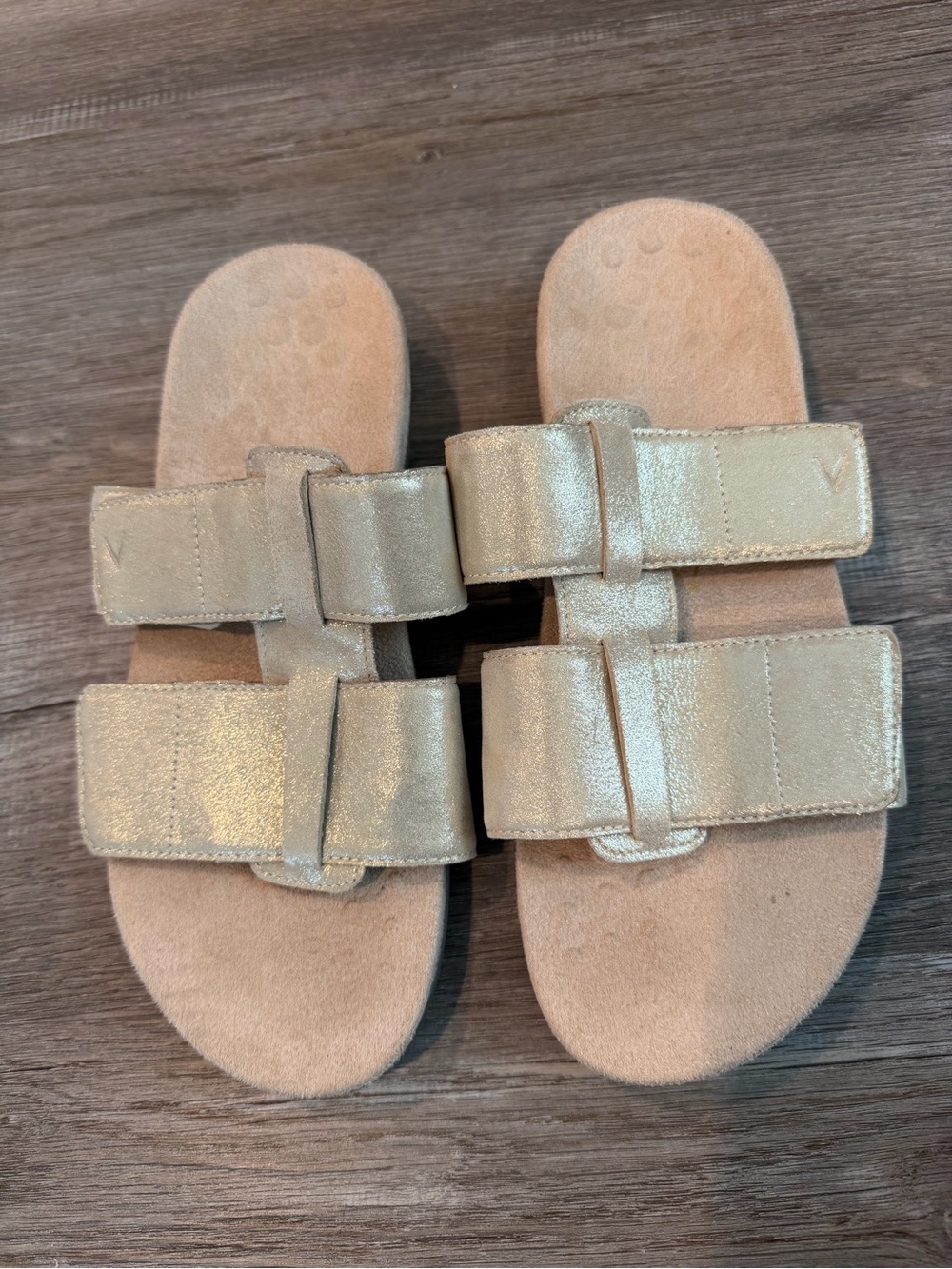 Vionic Riley leather adjustable slide sandals